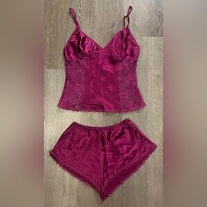 Vintage Victoria’s Secret Silk Lace Cami Camisole Shorts Lingerie Set, Sz XS